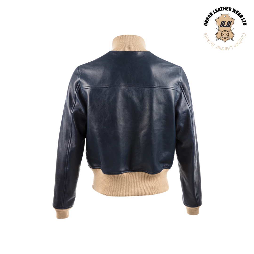 A-1 Blue Leather Bomber Jacket URBAN LEATHER WEAR LTD