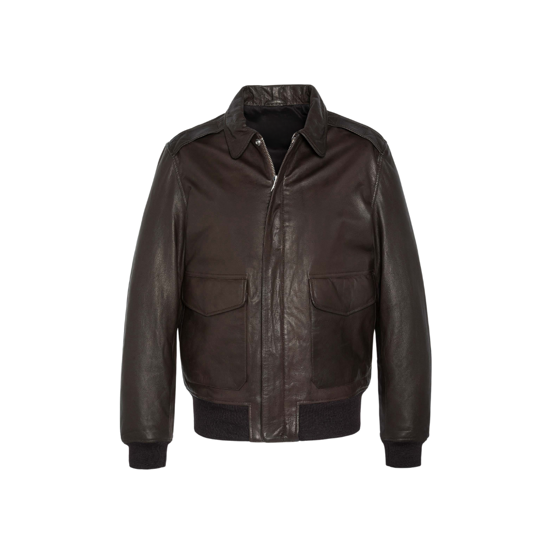 A-2【本革】【短丈】 flight bomber jacket a2 Men's A-2 Air Force Pilot Leather Jacket- A2 Flight Bomber