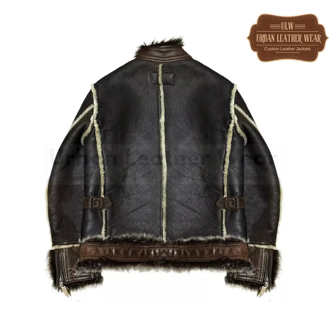 B3 Real Shearling Black And Brown Leather Jacket