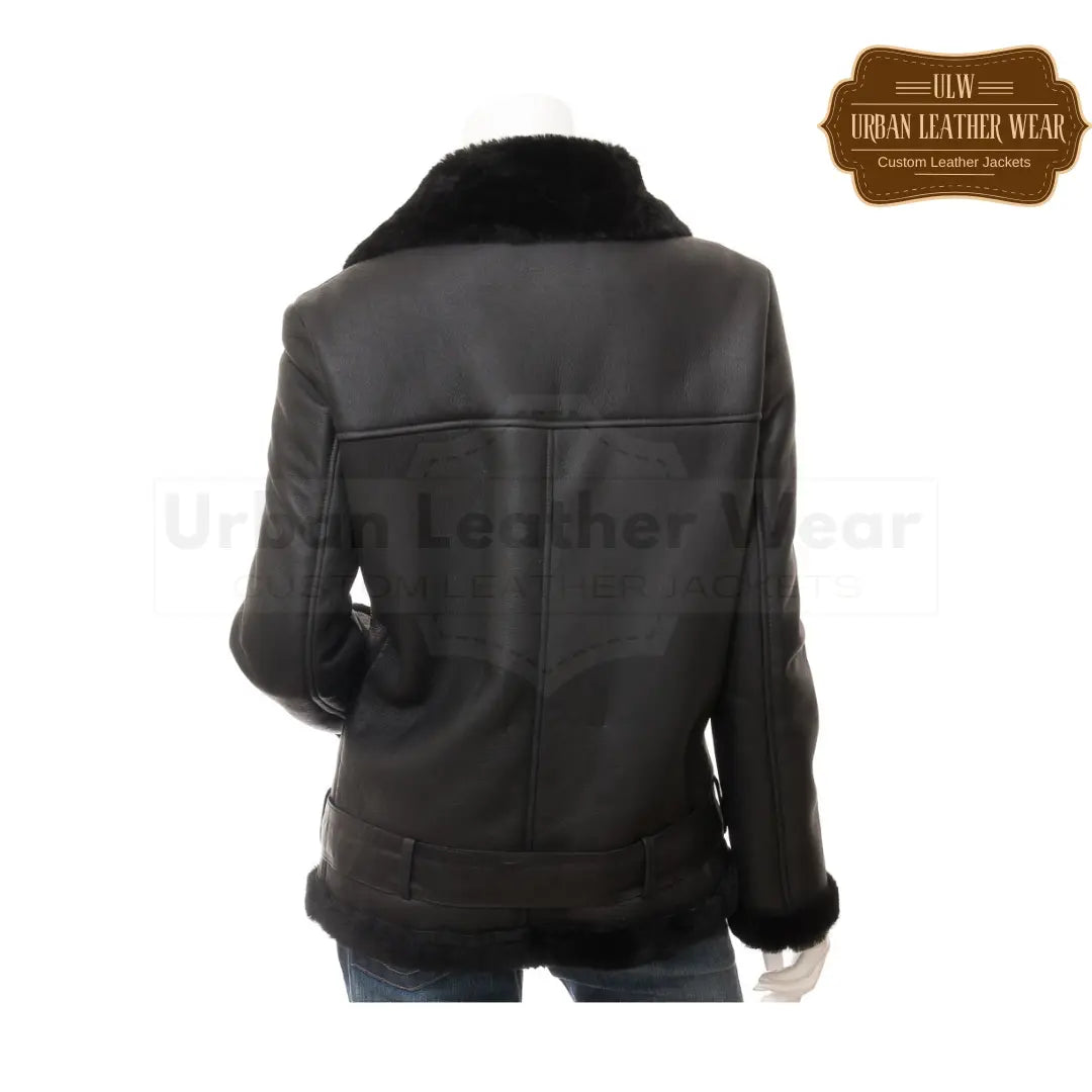 Buy our Black Leather Shearling Jacket for Women.