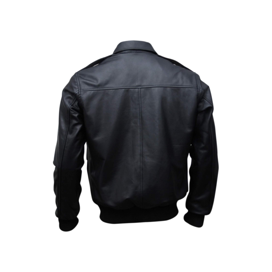 Black A-2 Casual Leather Jacket URBAN LEATHER WEAR LTD