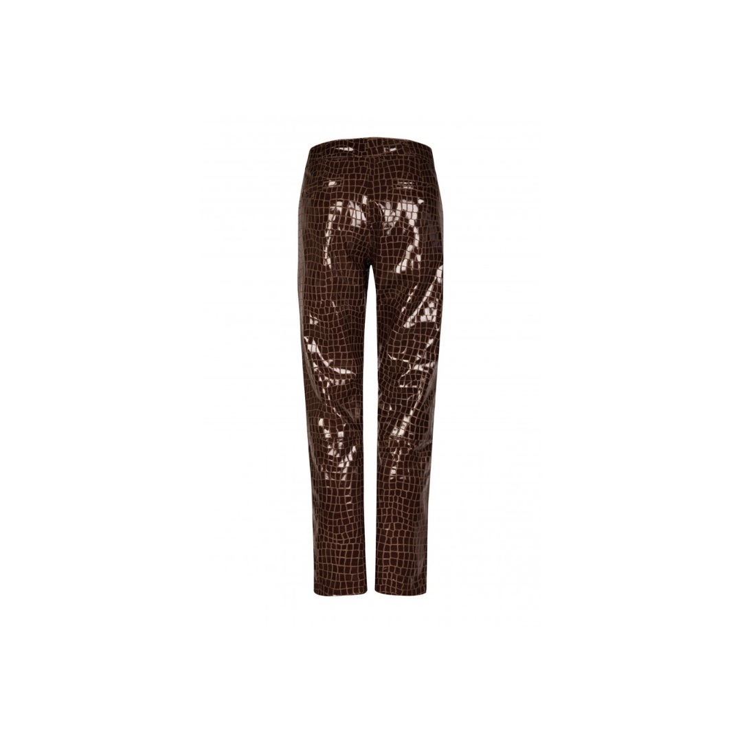 Croc Leather Jeans coffee brown URBAN LEATHER WEAR LTD