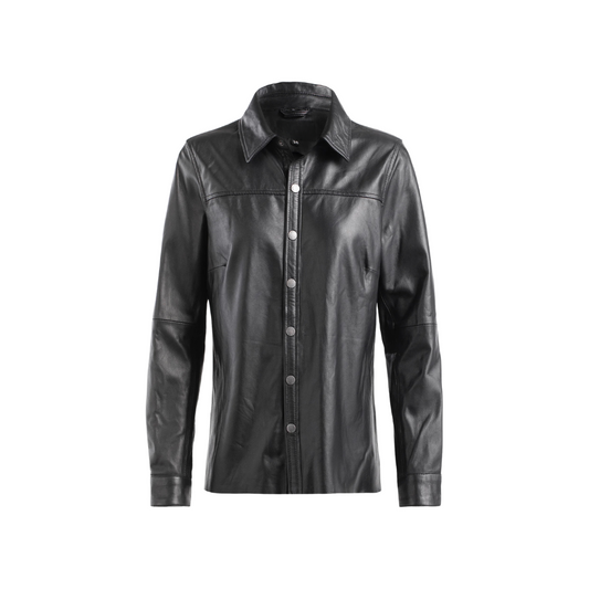 Ladies Black Leather Shirt - Over Shirt URBAN LEATHER WEAR LTD