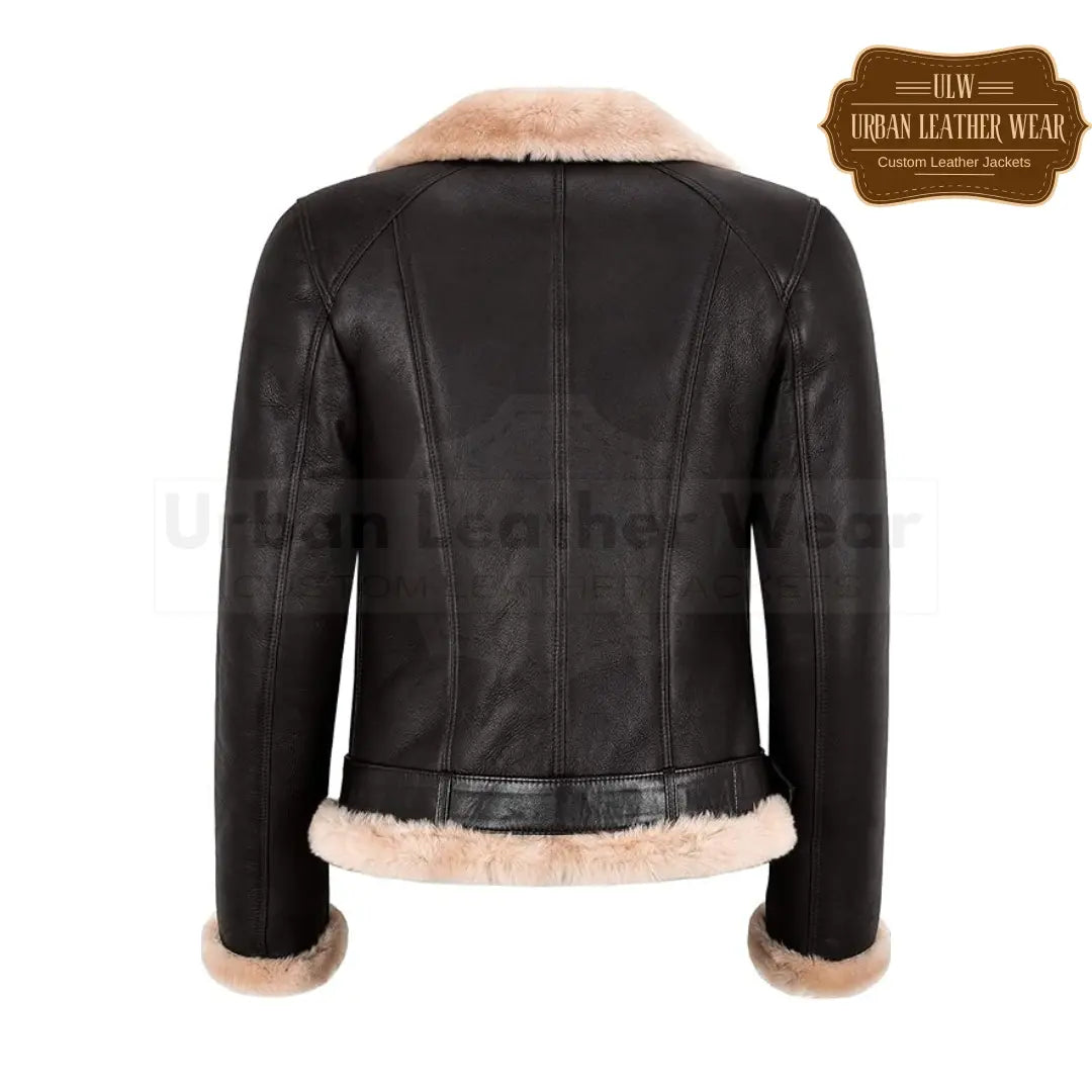 Shop Ladies B3 Real Leather Jacket Cross Zip Biker Jacket brown 