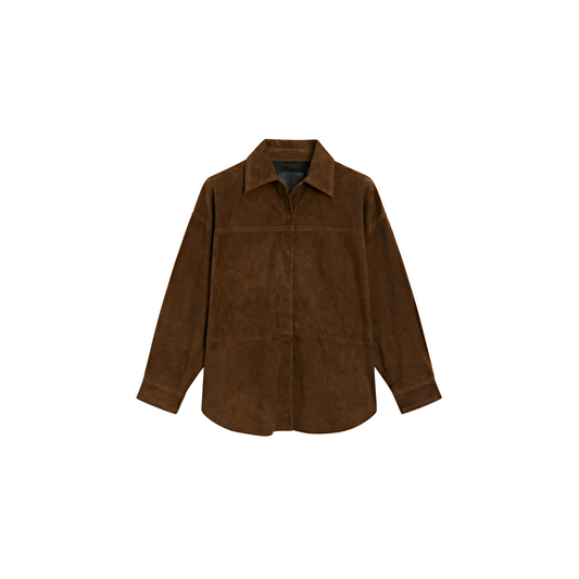 Ladies dark brown suede leather shirt URBAN LEATHER WEAR LTD