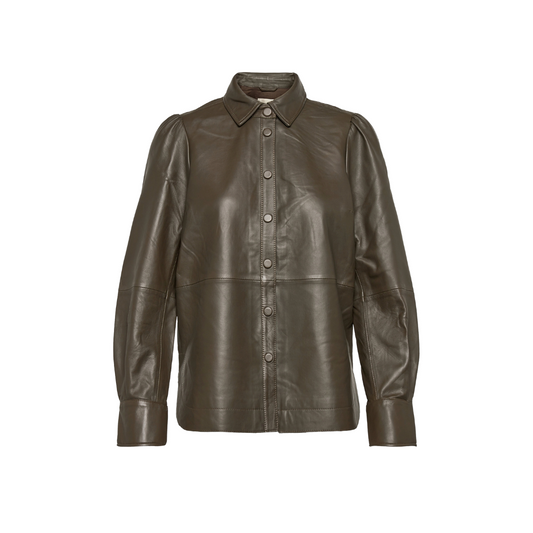 Leather Puff Shirt Long-sleeved Brown URBAN LEATHER WEAR LTD
