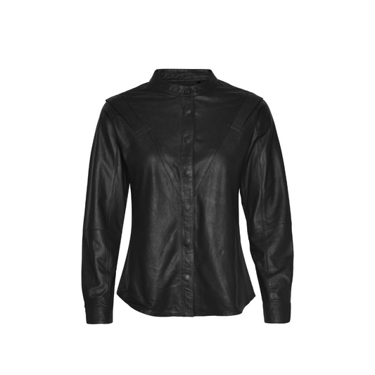 Long Sleeve leather button up shirt women URBAN LEATHER WEAR LTD