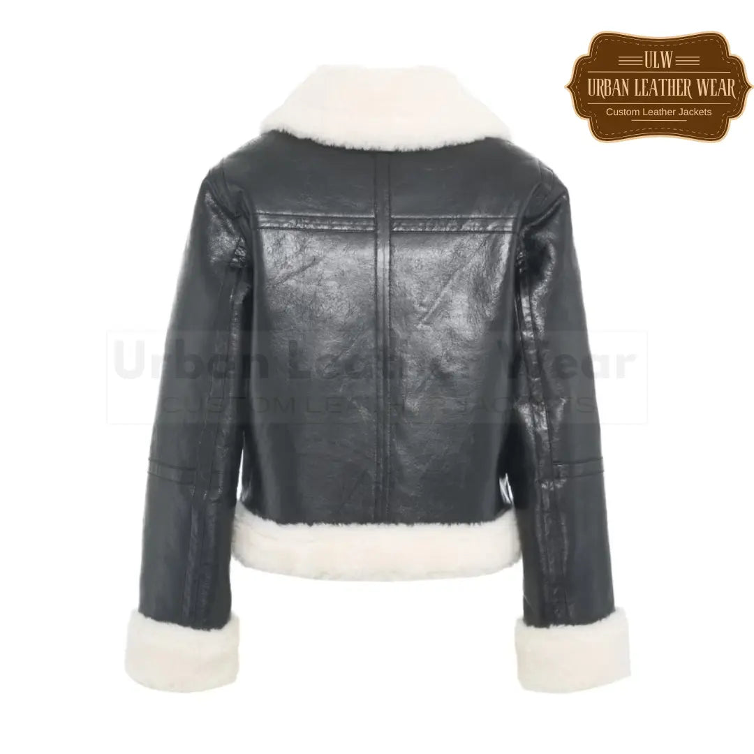 Shop our Luxurious Fur Shearling Jacket in black.