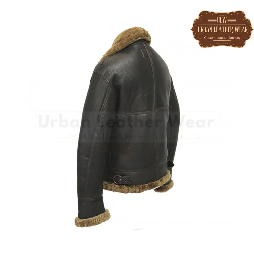 Men B3 Bomber Shearling distressed leather jacket