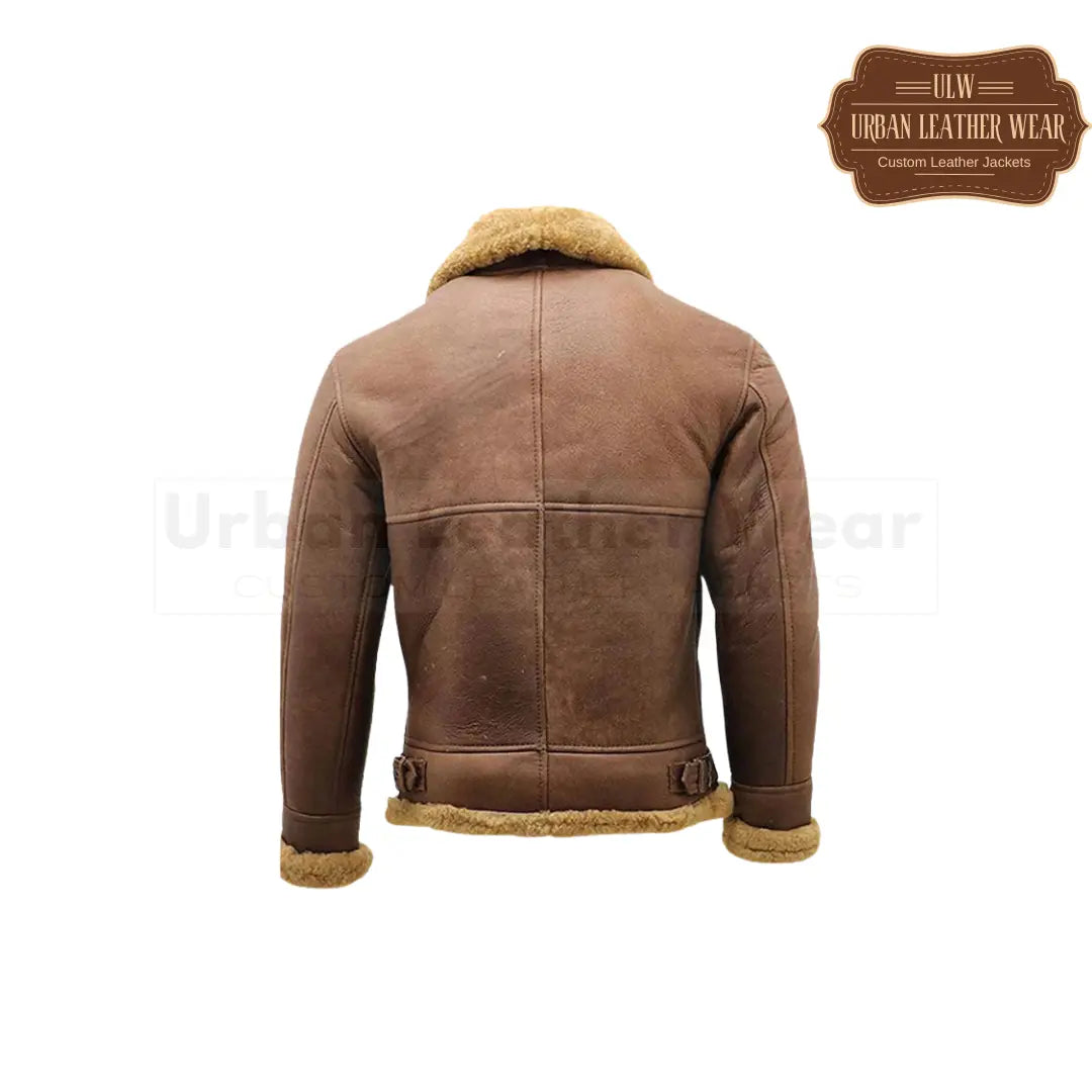 Men Brown B3 Shearling WW2 Bomber Leather Jacket