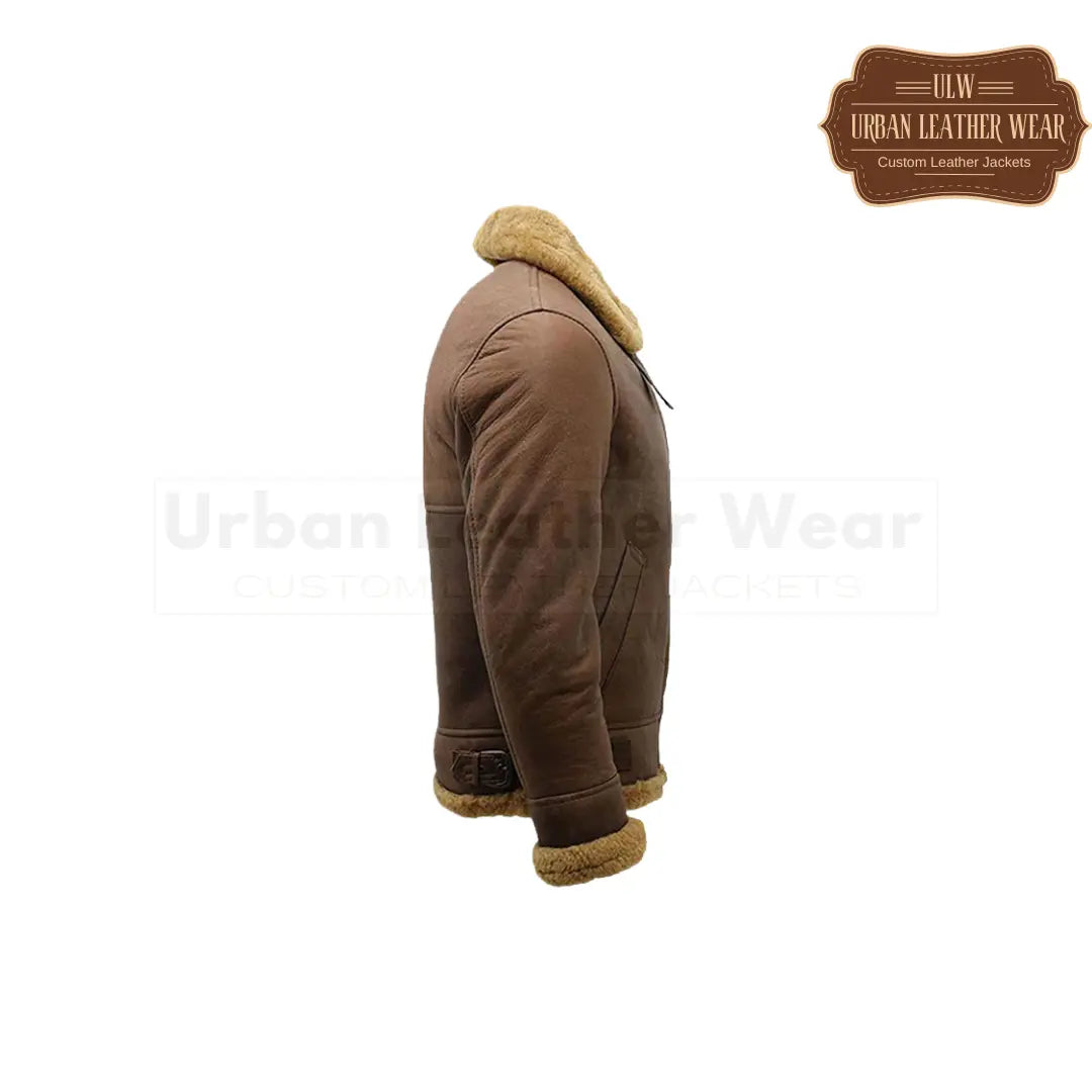 Men Brown B3 Shearling WW2 Bomber Leather Jacket