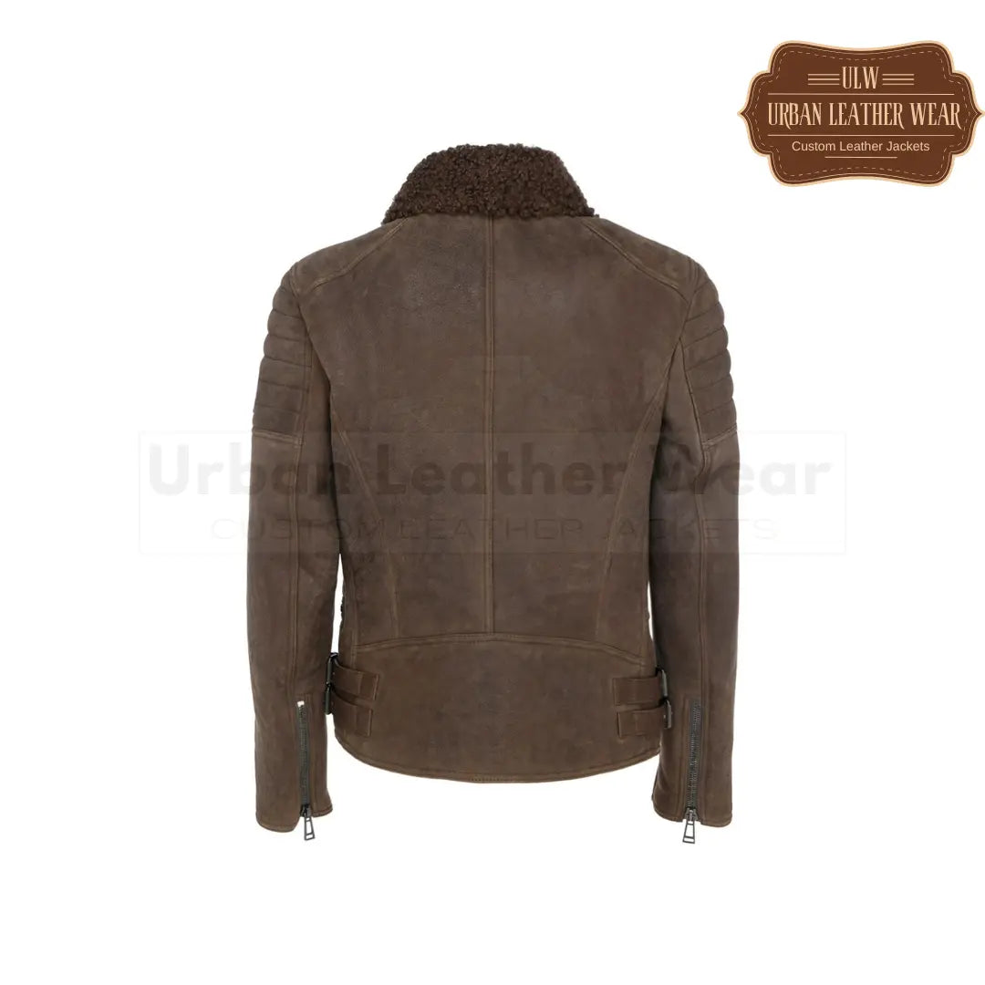 Men Brown Shearling Leather Jacket Sale