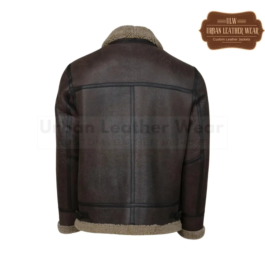 Men Dark Oak Shearling Leather Jacket