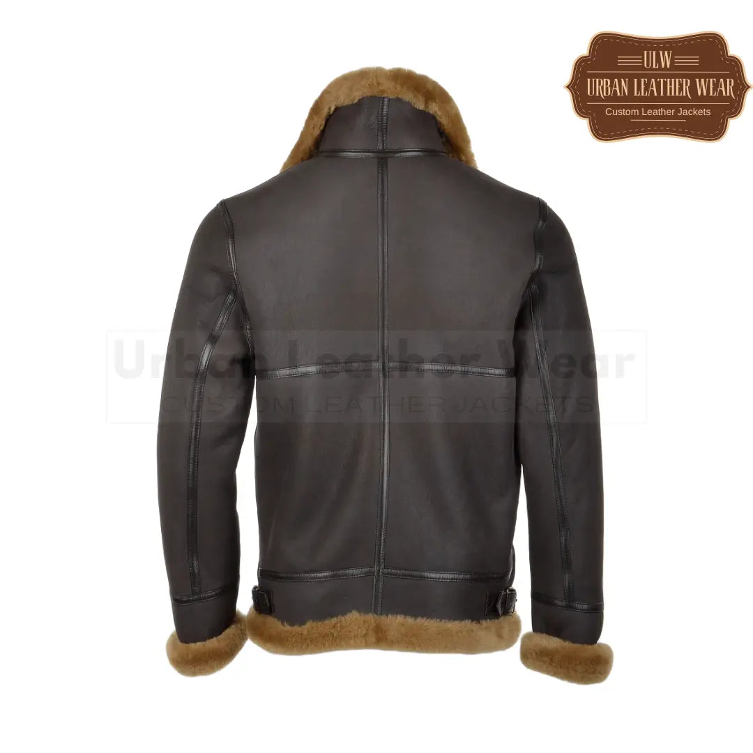 Men Hand Buffed Pilot Shearling Bomber Jacket