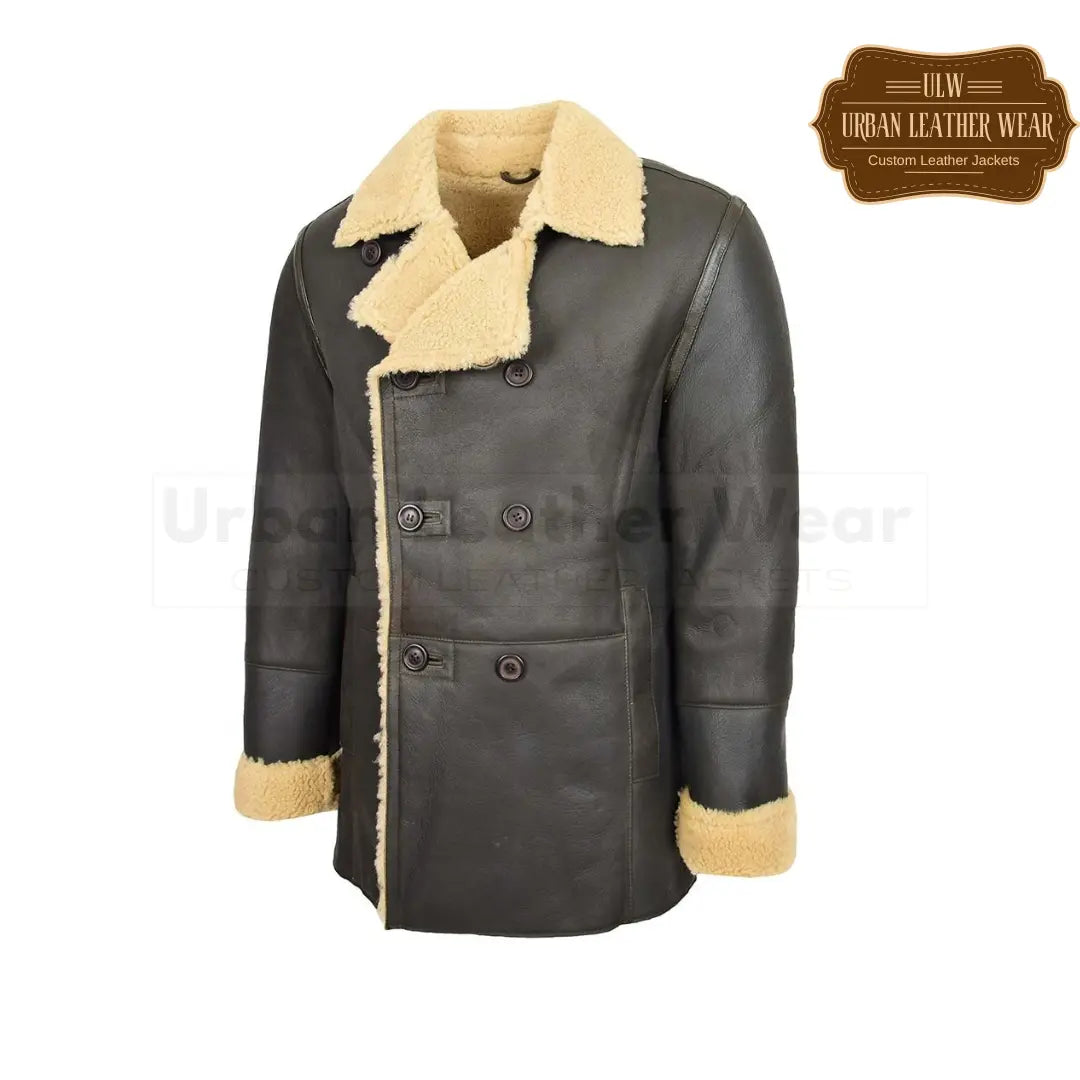 Buy Men Leather Trench Shearling Brown Vintage Long Coat is the perfect addition to your wardrobe. Made from high-quality leather