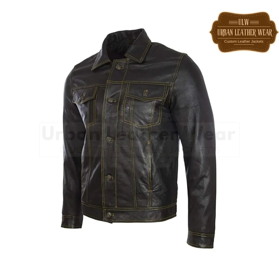 Shop our Men's Super-Soft Real Leather Classic Trucker Fashion Jacket.