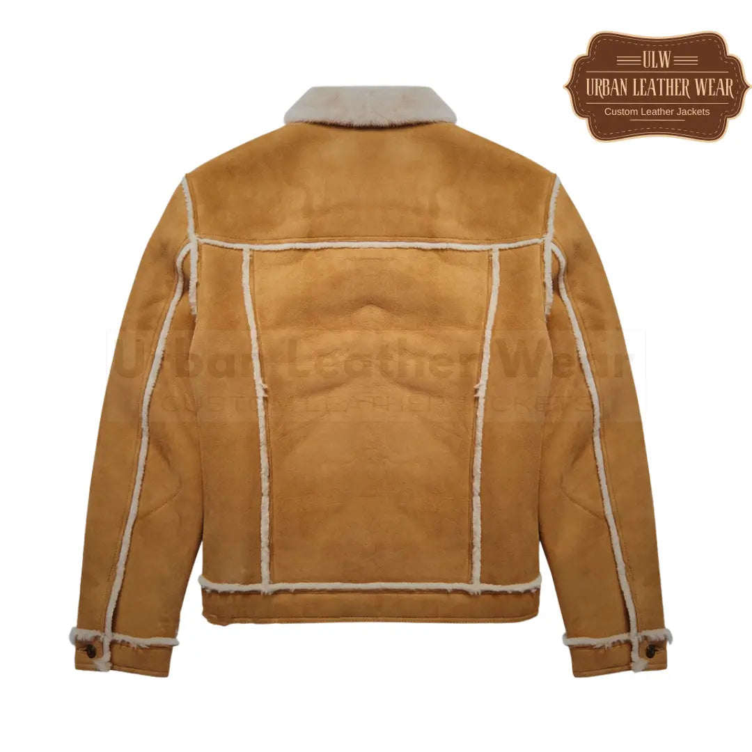 Men Suede Shearling Trucker Jacket