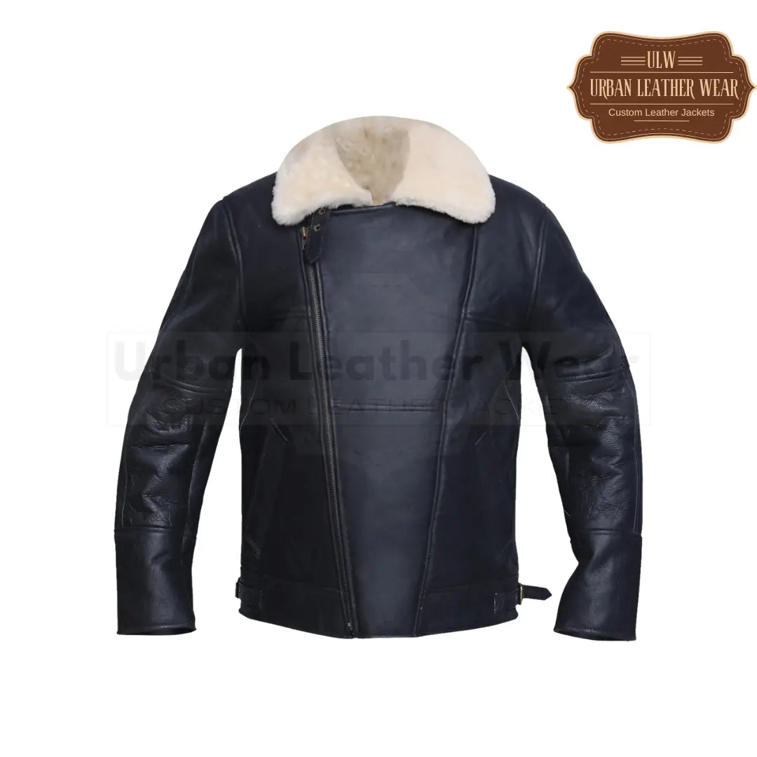 Shop our men's white shearling biker leather jacket.