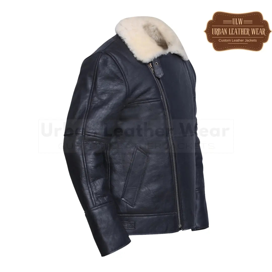 Shop our men's white shearling biker leather jacket.