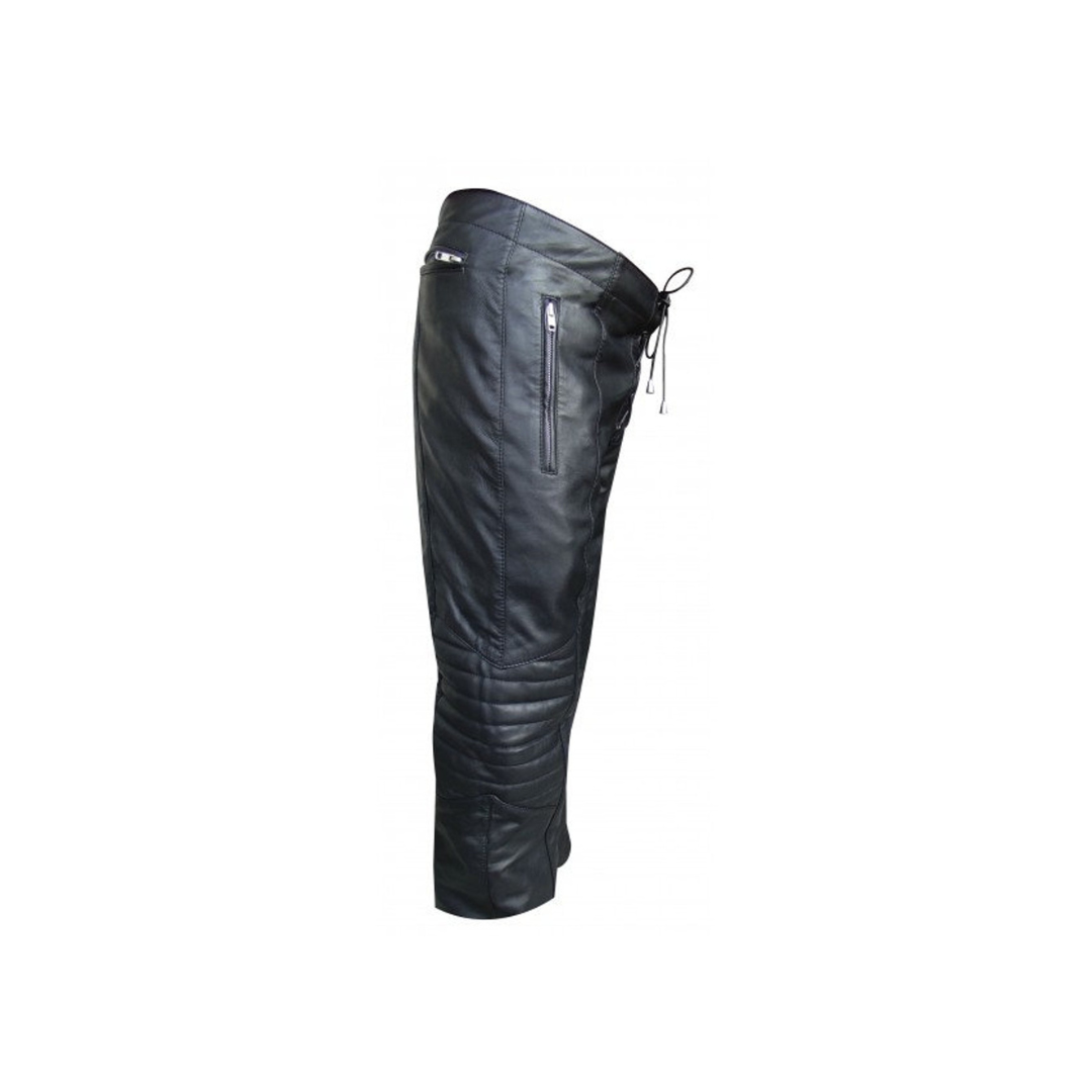 Men Black Leather Trouser laced URBAN LEATHER WEAR LTD