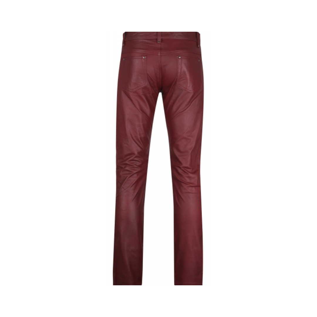 Men Leather Pant Trouser burgundy URBAN LEATHER WEAR LTD