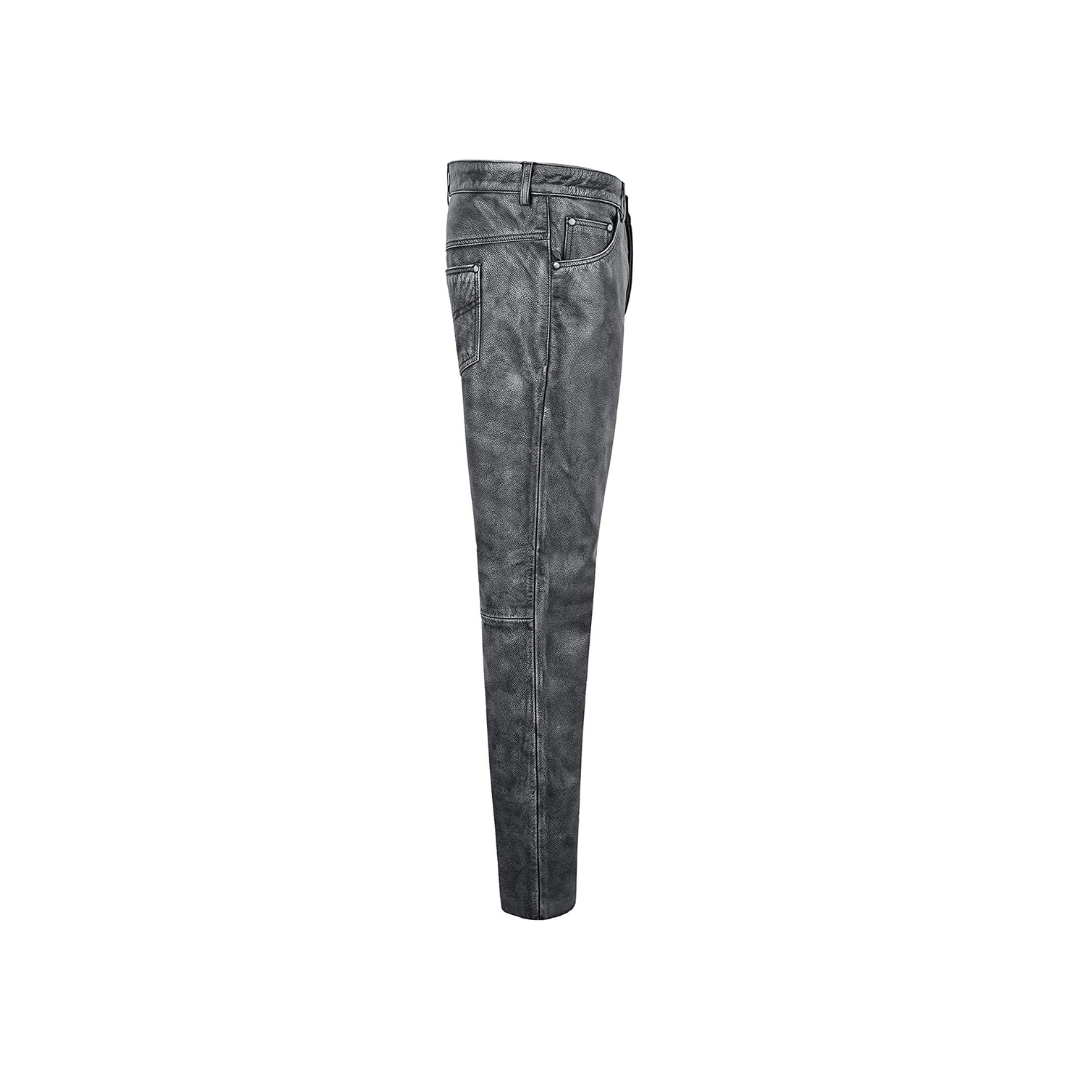 Grey Leather Pants Bikers Full Grain Waxed URBAN LEATHER WEAR LTD