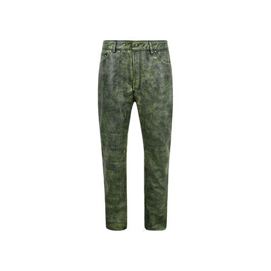 Leather Pants Bikers Full Grain Waxed Jean Green URBAN LEATHER WEAR LTD