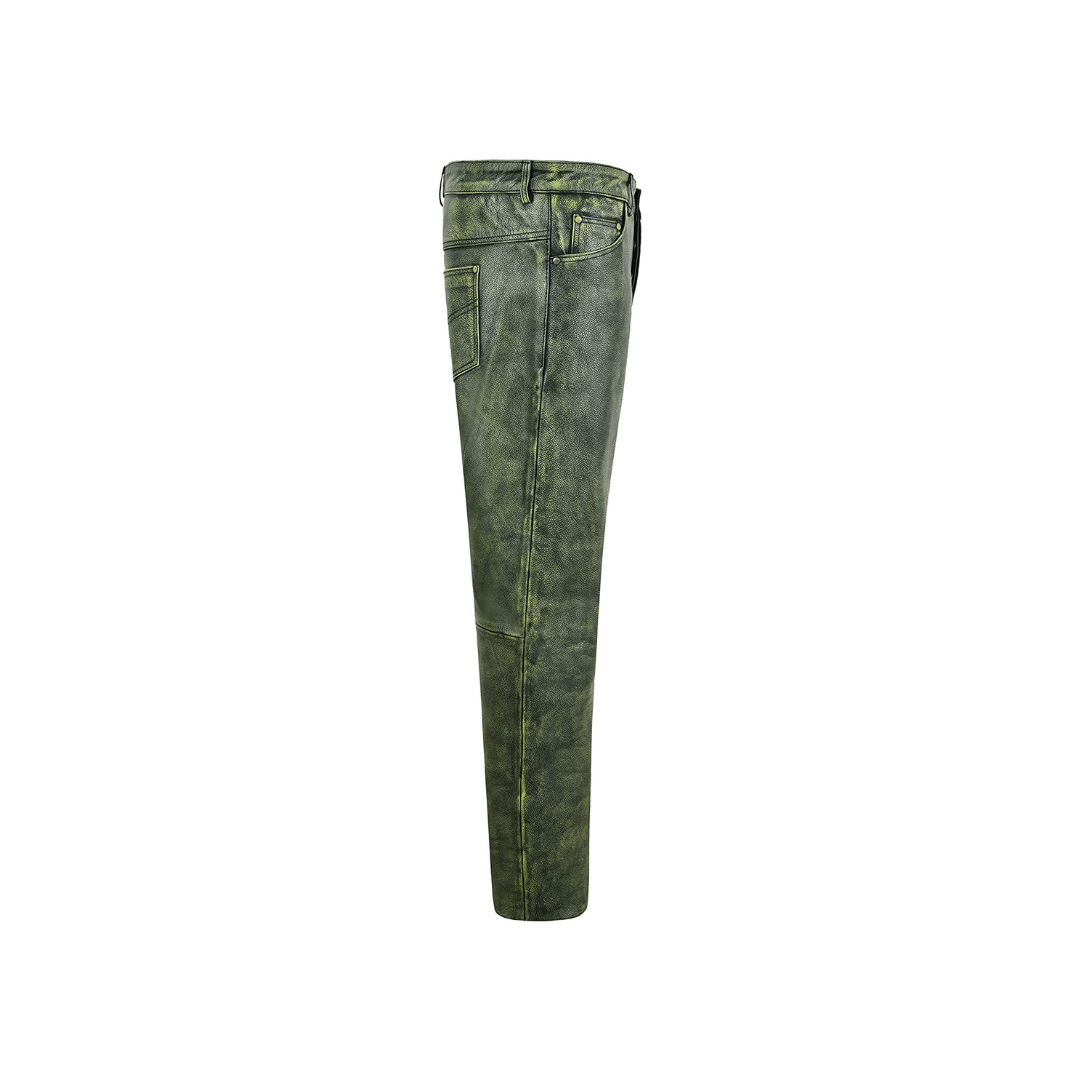 Leather Pants Bikers Full Grain Waxed Jean Green URBAN LEATHER WEAR LTD