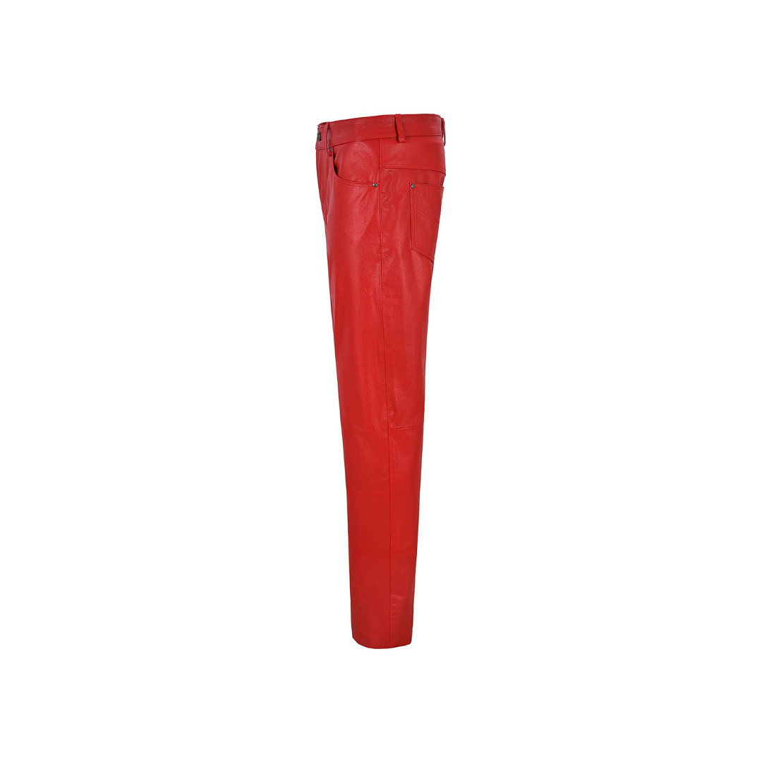 Leather Trouser Red Biker Pants URBAN LEATHER WEAR LTD