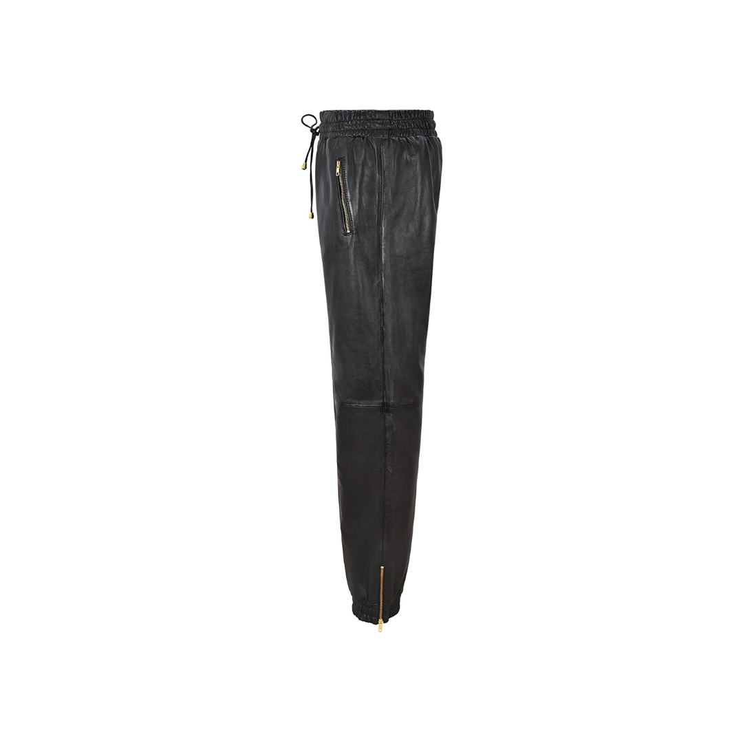 Leather Trousers Black Napa Sweat Track Pant URBAN LEATHER WEAR LTD