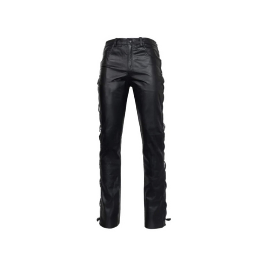 Men Side Laces  Leather Trouser URBAN LEATHER WEAR LTD