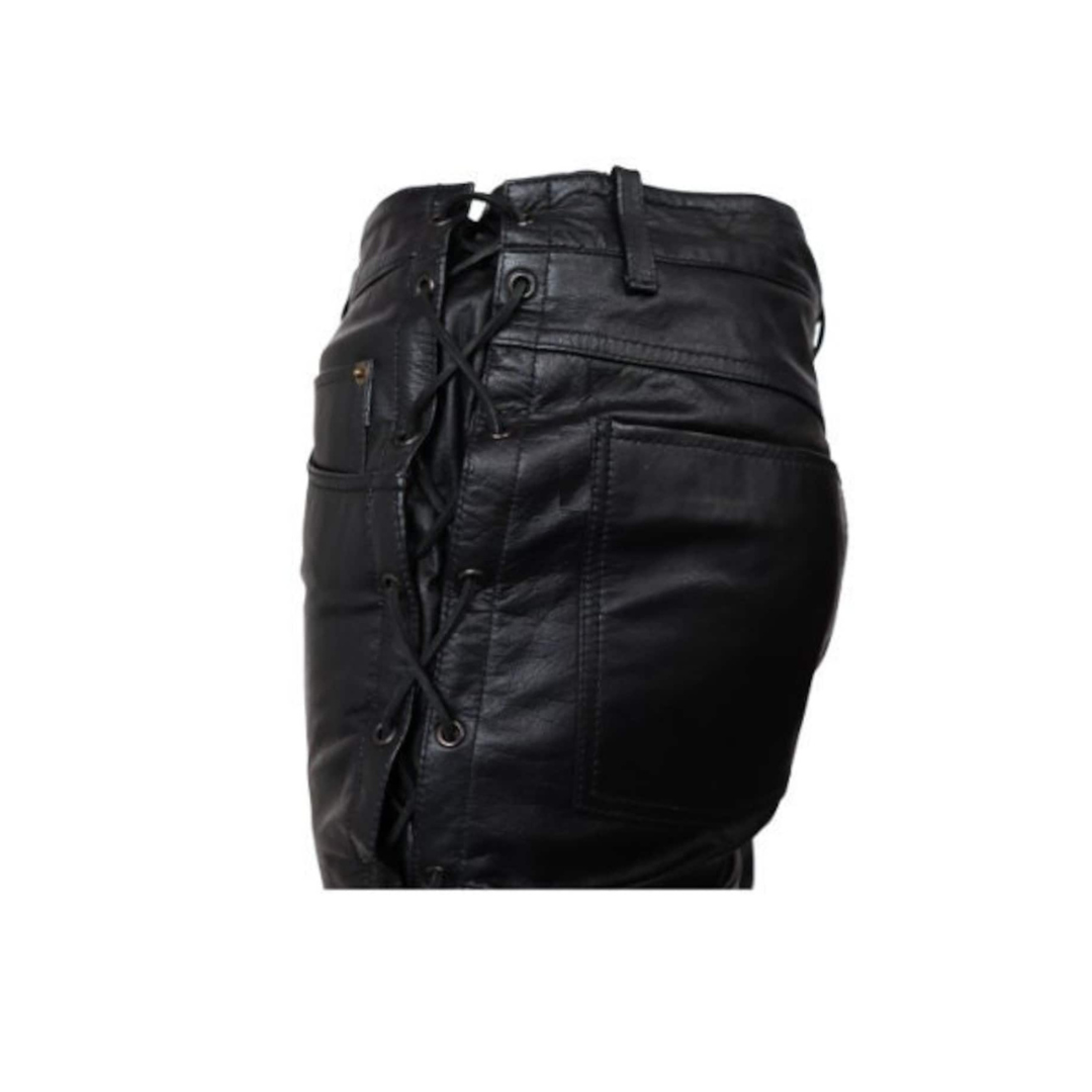 Men Side Laces Leather Trouser URBAN LEATHER WEAR LTD