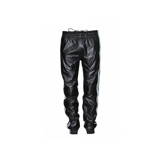 Leather Black Strip Pant Slim Fit Trouser URBAN LEATHER WEAR LTD