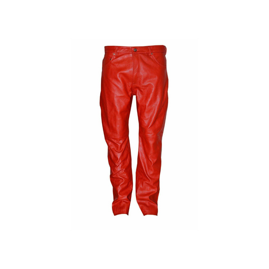Leather Red Pant Retro Slim Fit Trouser URBAN LEATHER WEAR LTD