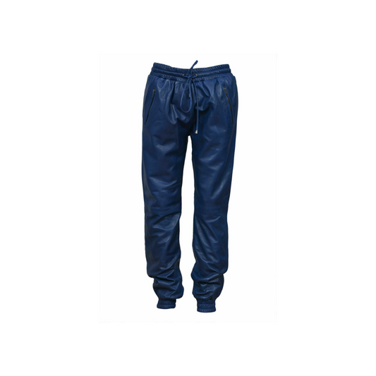 Leather Blue Pant Soft Slim Fit Joggers URBAN LEATHER WEAR LTD