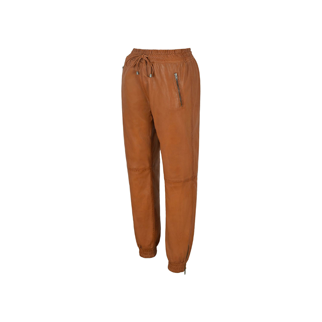 Leather Trousers Tan Zip Jogging Bottom URBAN LEATHER WEAR LTD