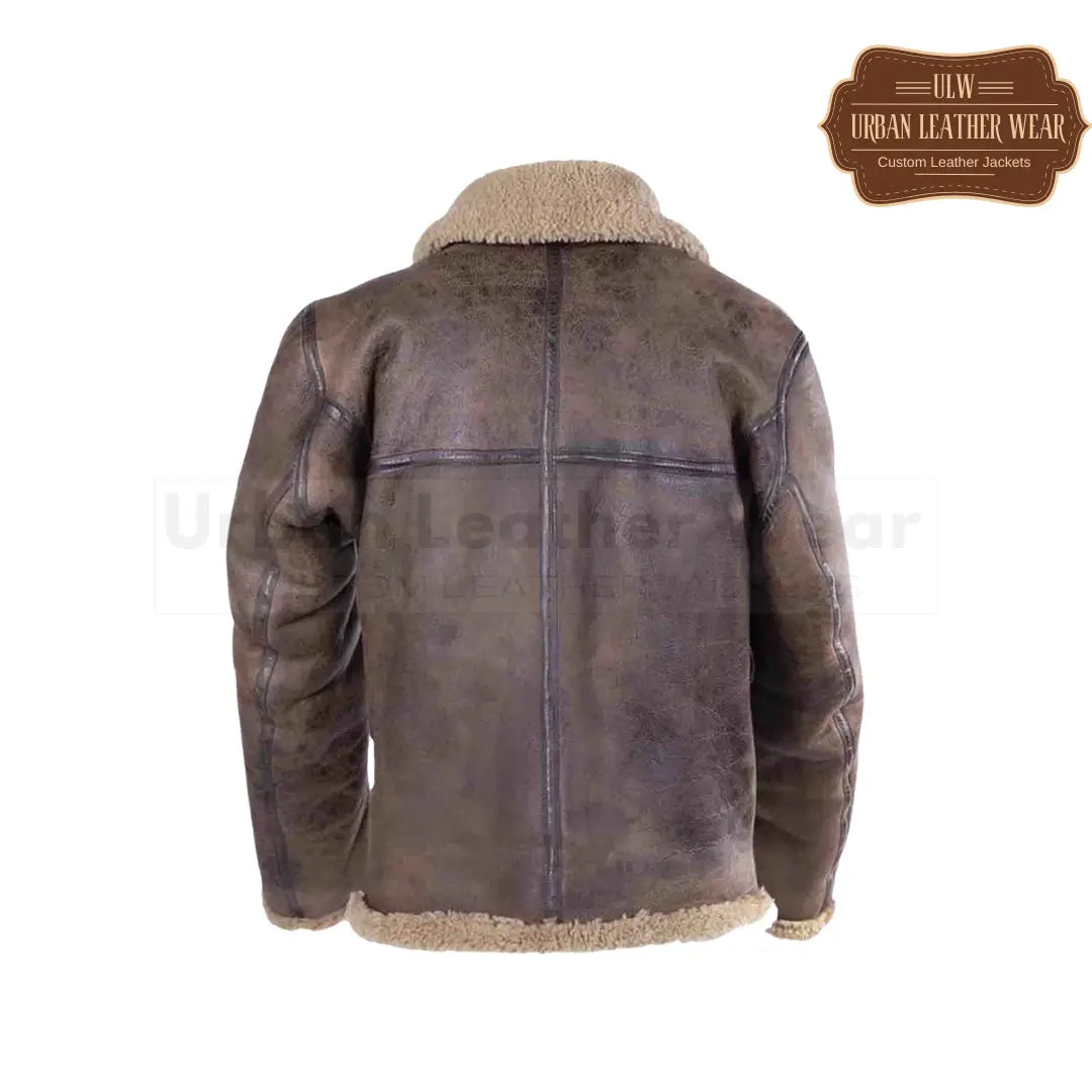 Shop our Mens Brown Shearling Distressed Leather Jacket.