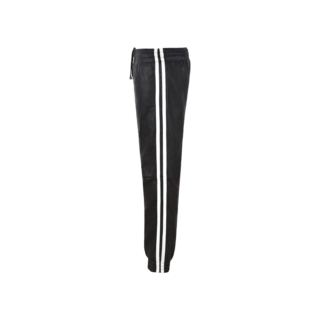 Leather Trouser Black with White Straps URBAN LEATHER WEAR LTD