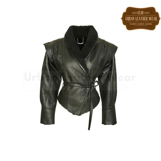 Shop our new Black shearling jacket for women.