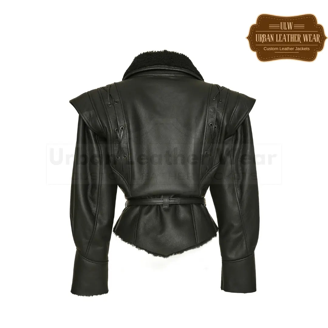 Shop our new Black shearling jacket for women.