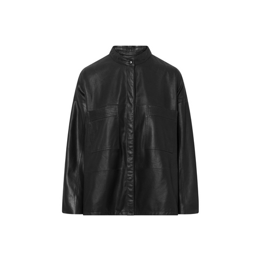 Oversized Black leather women shirt URBAN LEATHER WEAR LTD
