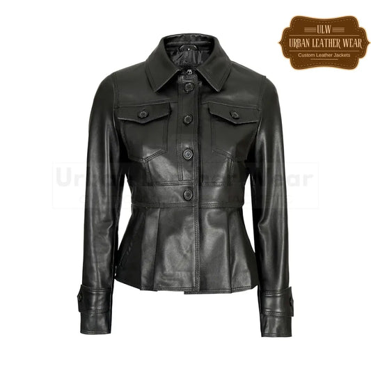 Shop our Real Leather Motorcycle Style Women Trucker Jacket.