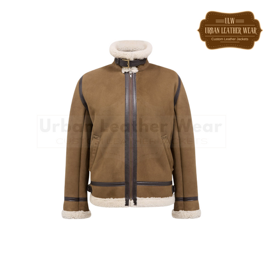 Women Shearling Aviator Jacket brown URBAN LEATHER WEAR LTD