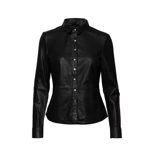 Ladies Leather Shirt w Buttons - Long-sleeved URBAN LEATHER WEAR LTD