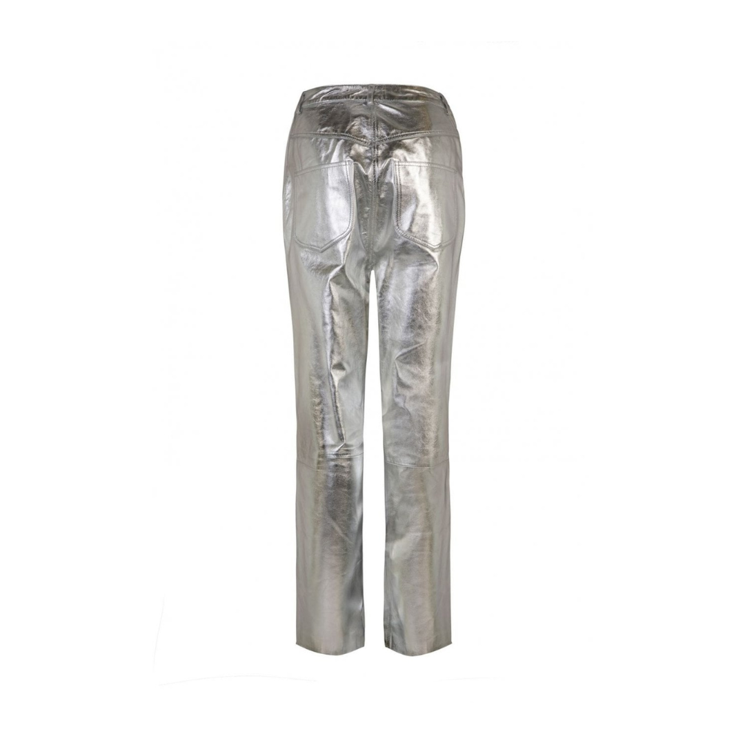 Straight Leg silver leather pants URBAN LEATHER WEAR LTD