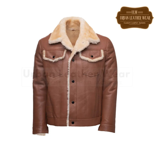 Shop our Western Trucker shearling coat in classic brown is the perfect addition to any wardrobe.