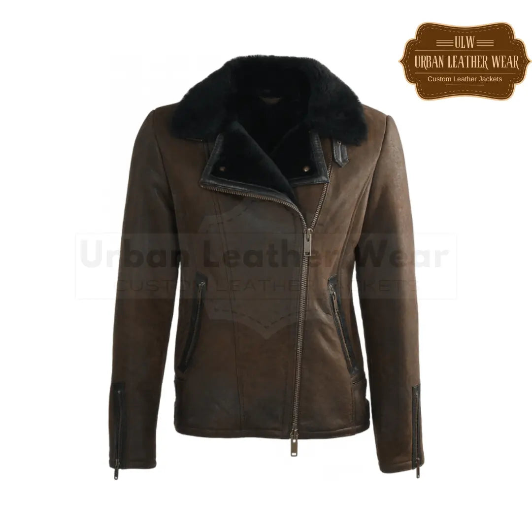 Buy this Women Shearling Bomber Biker Jacket is the perfect combination of style and comfort.