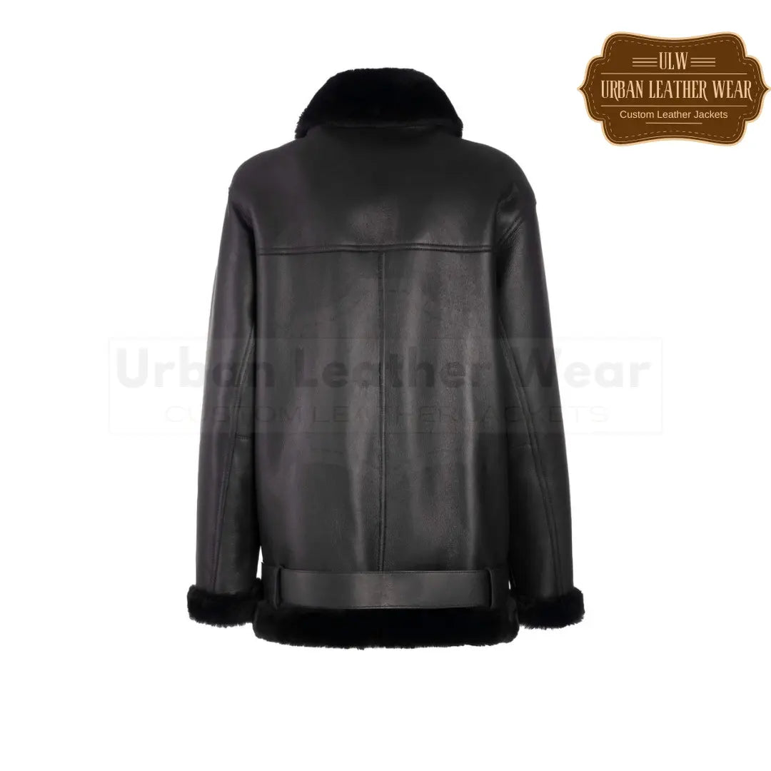 Shop our Women Shearling Bomber Jacket in black.
