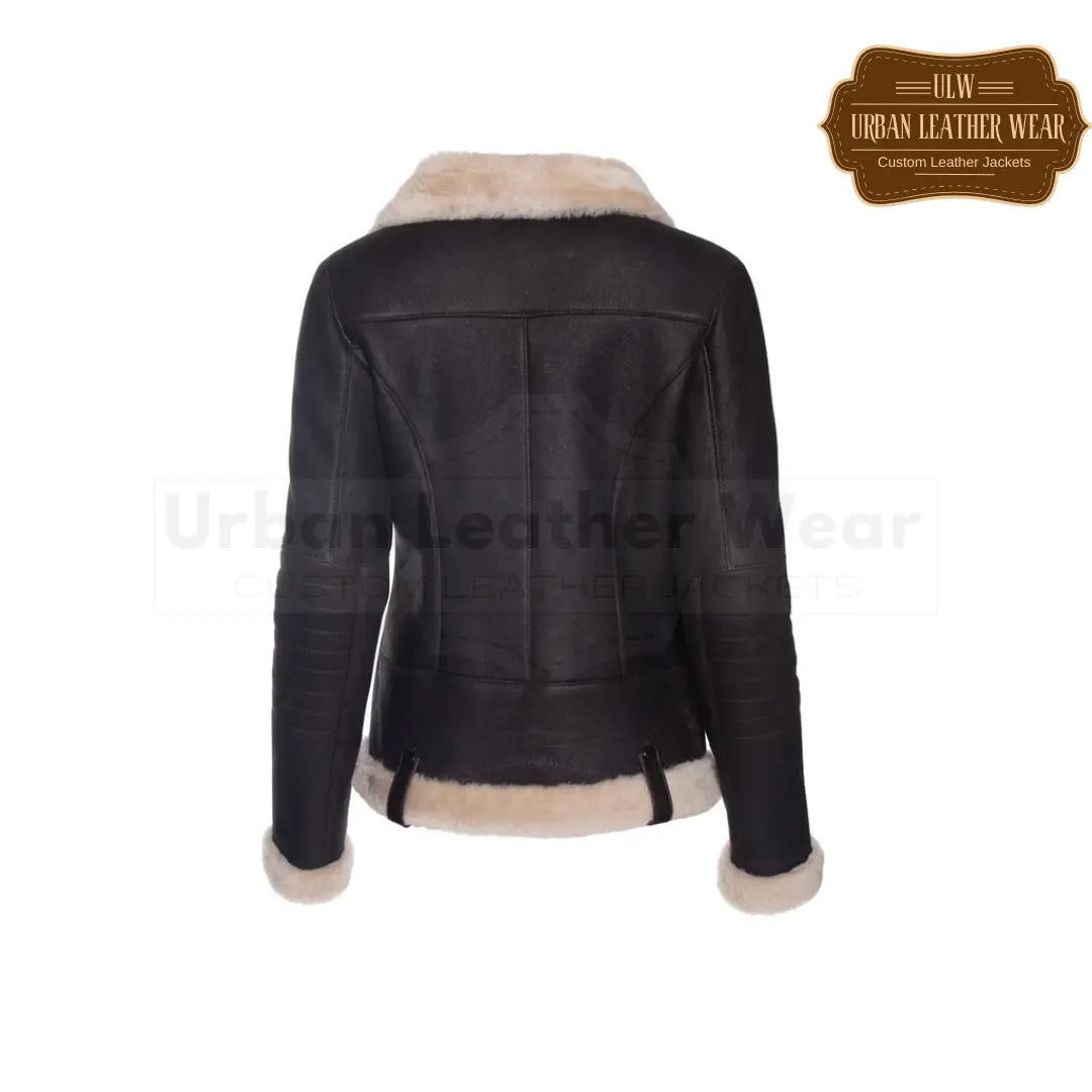 Shop Women Vanila Fur Shearling Black Leather Jacket.
