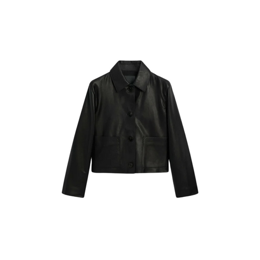 Women Black Leather Shirt With Pockets URBAN LEATHER WEAR LTD